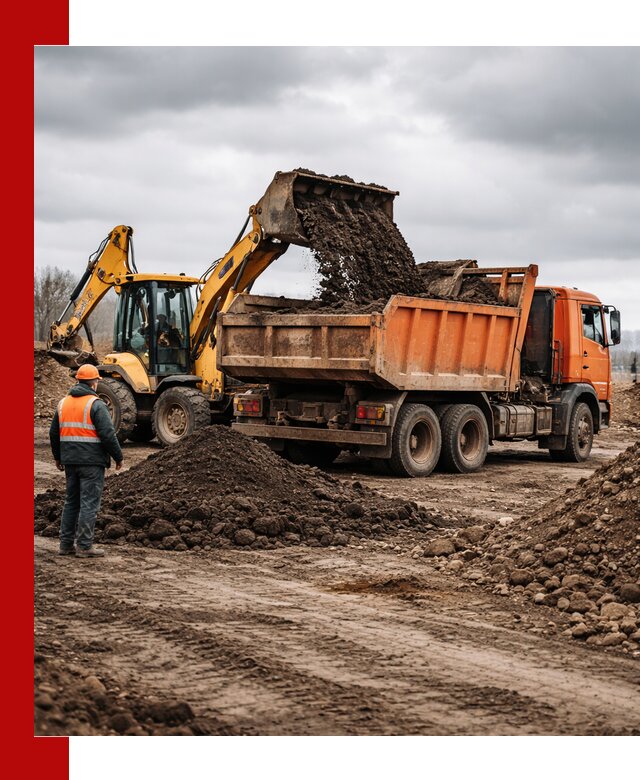 Вывоз грунта и строительного мусора в Элисте грузовыми самосвалами