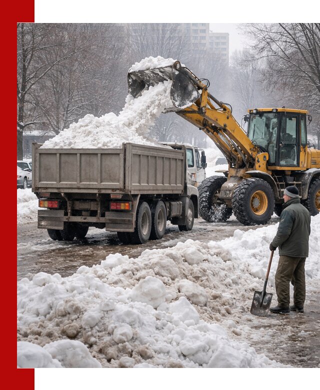 Вывоз снега грузовой техникой в Элисте оперативно и чисто